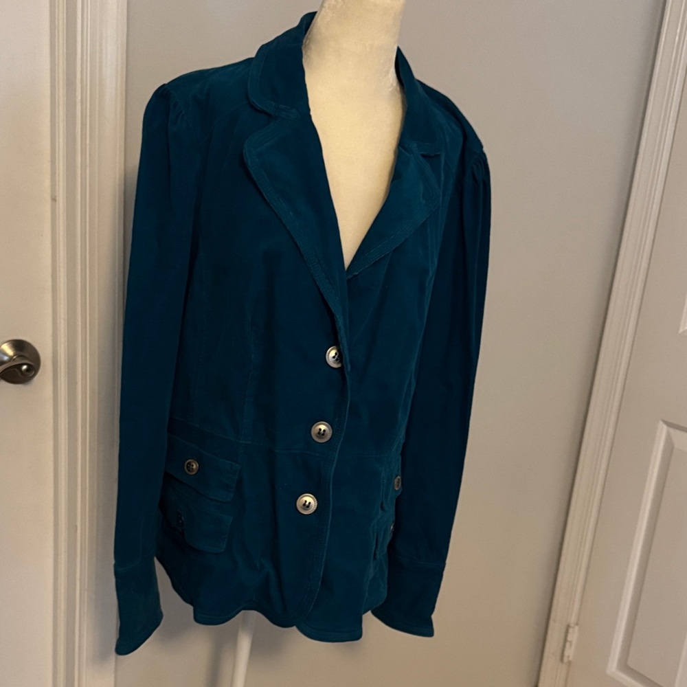 Lane Bryant Teal Blazer with Button Accents